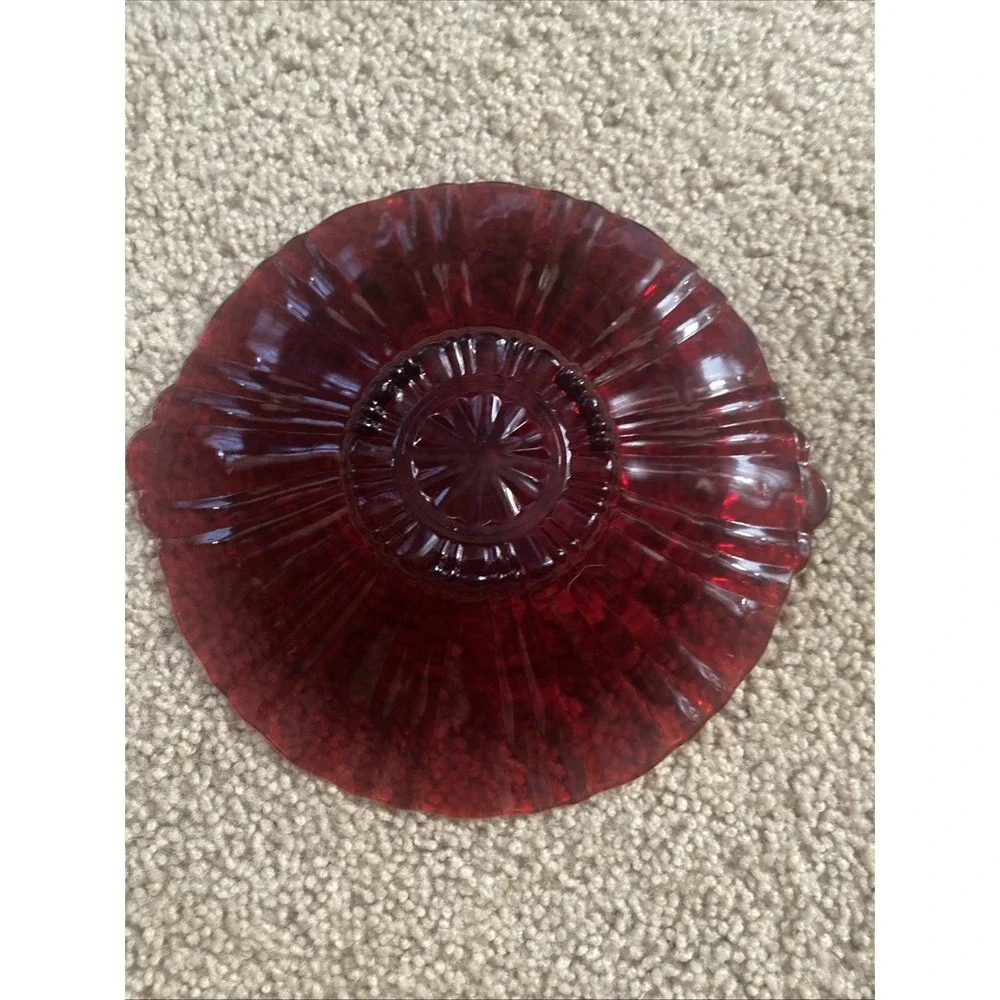 VTG Anchor Hocking Depression Ruby Glass  8